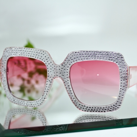 "Morning Princees" Rhinestones Frame Pink Lenses - Picture 4 of 8